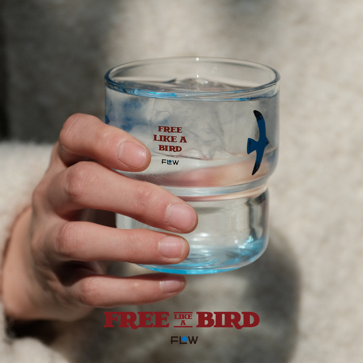 Blue Glass Cup Portable Tumbler Tote Bag Gift Box